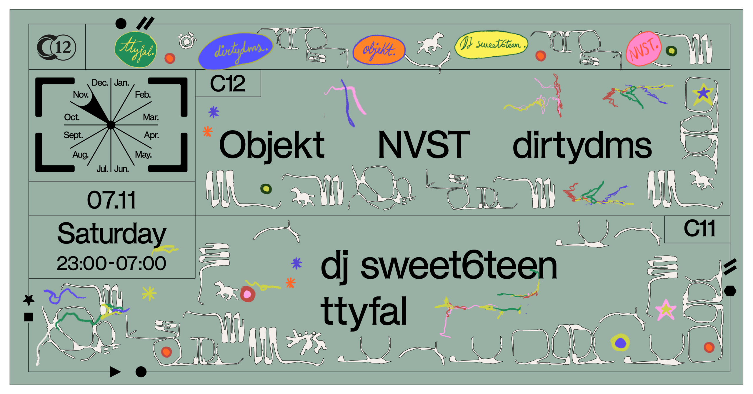 C12 Nite w/ Objekt, NVST, dirtydms, dj sweet6teen, ttyfal